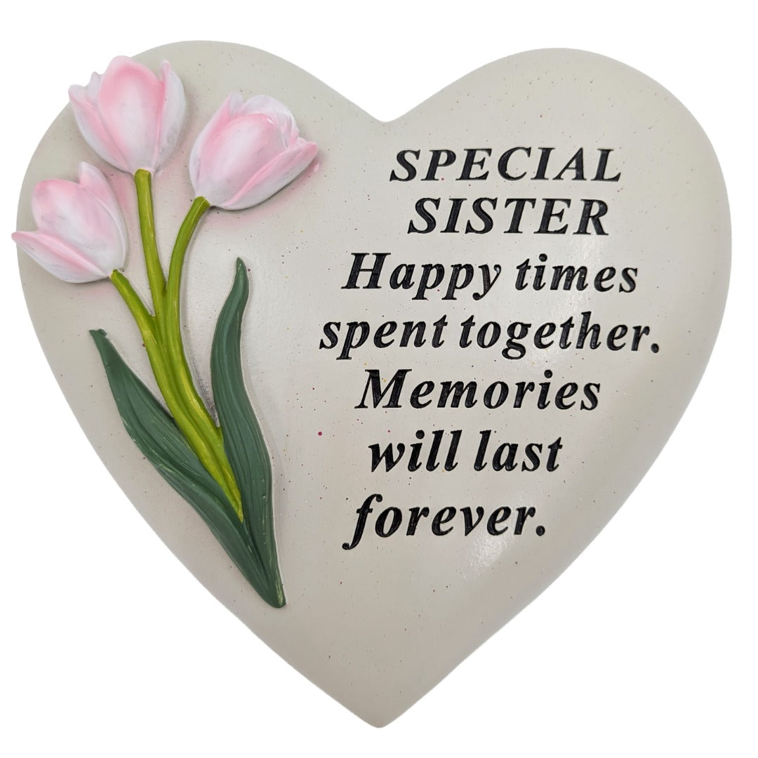 Special Sister Memorial Heart Ornament with Tulips