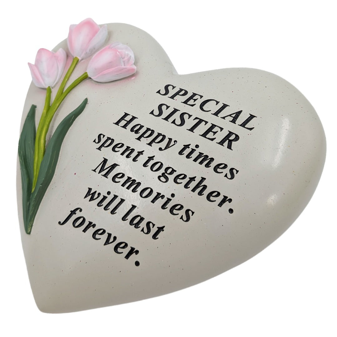 Special Sister Memorial Heart Ornament with Tulips