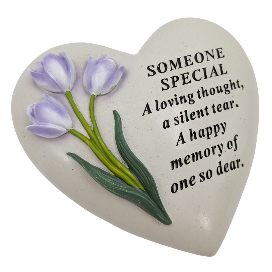 Someone Special Memorial Heart Plaque Ornament with Tulips