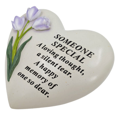 Someone Special Memorial Heart Plaque Ornament with Tulips