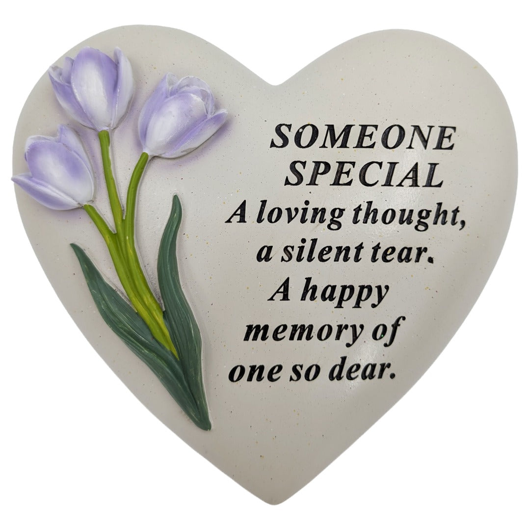 Someone Special Memorial Heart Plaque Ornament with Tulips