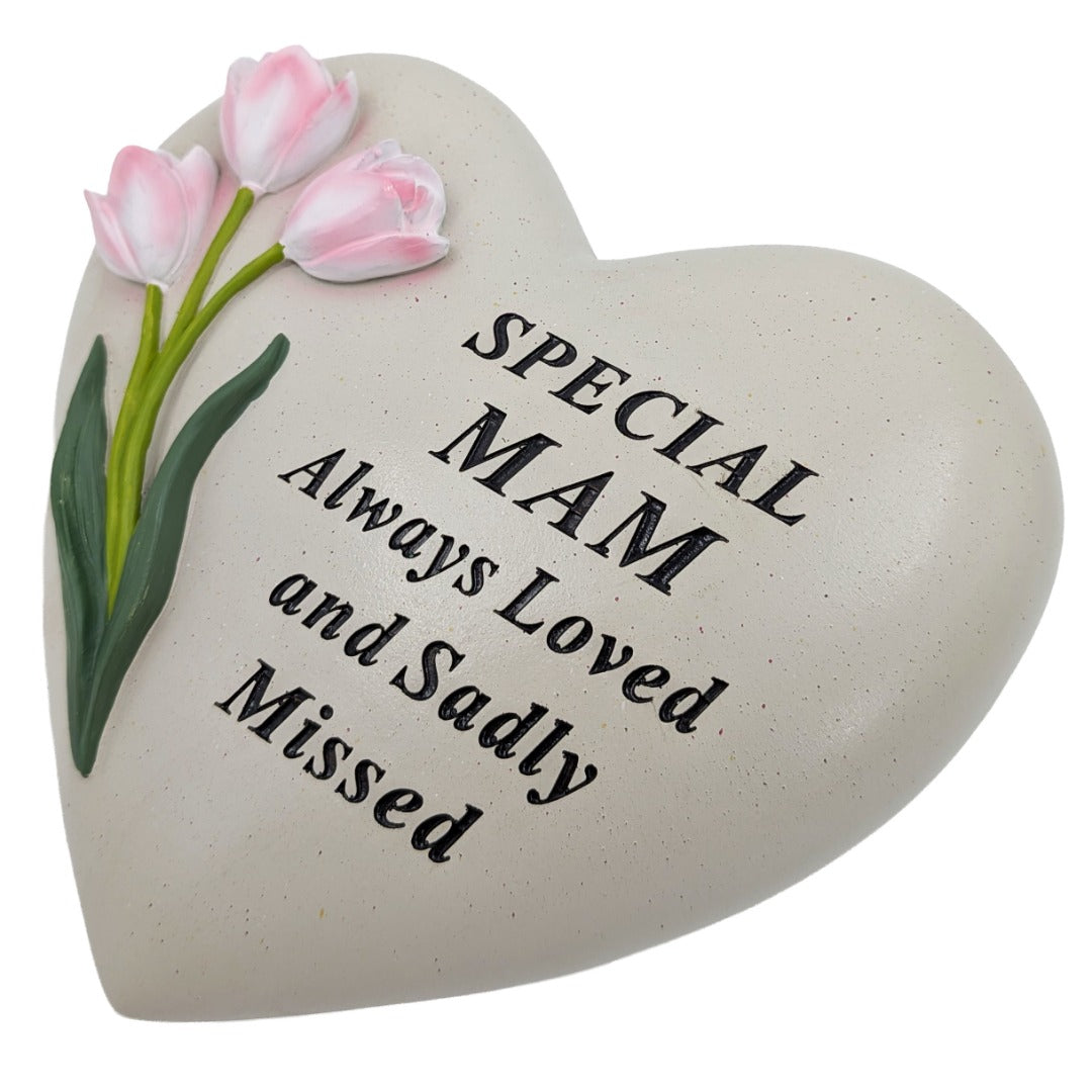 Special Mam Memorial Heart Plaque Ornament with Tulips