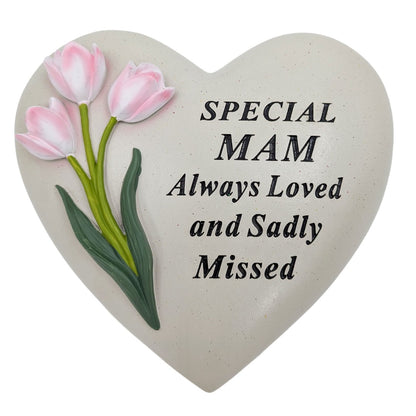 Special Mam Memorial Heart Plaque Ornament with Tulips