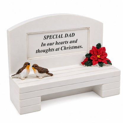 Dear Dad Christmas Robin Graveside Memorial Bench Grave Plaque Ornament