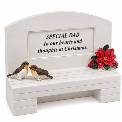 Dear Dad Christmas Robin Graveside Memorial Bench Grave Plaque Ornament