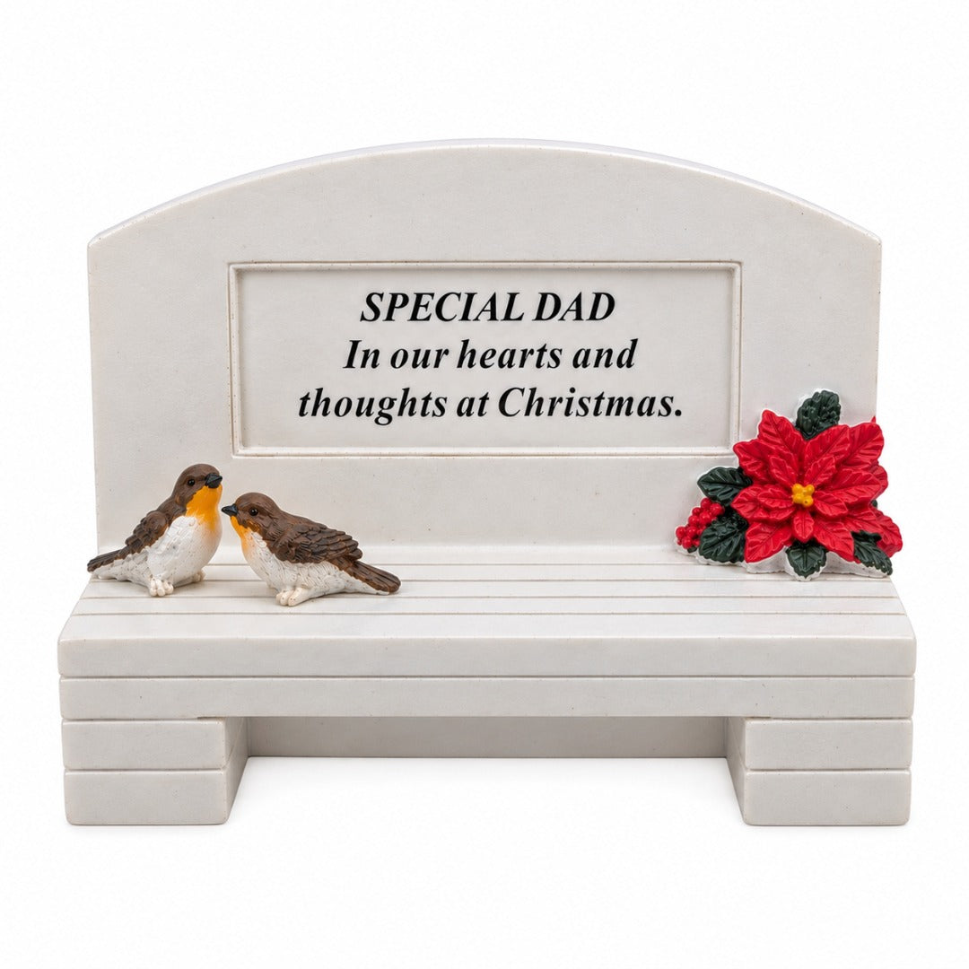 Dear Dad Christmas Robin Graveside Memorial Bench Grave Plaque Ornament