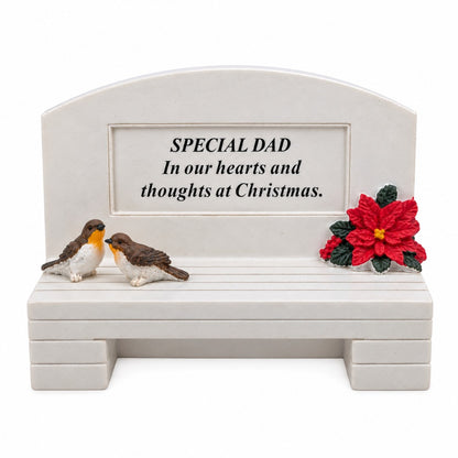 Dear Dad Christmas Robin Graveside Memorial Bench Grave Plaque Ornament