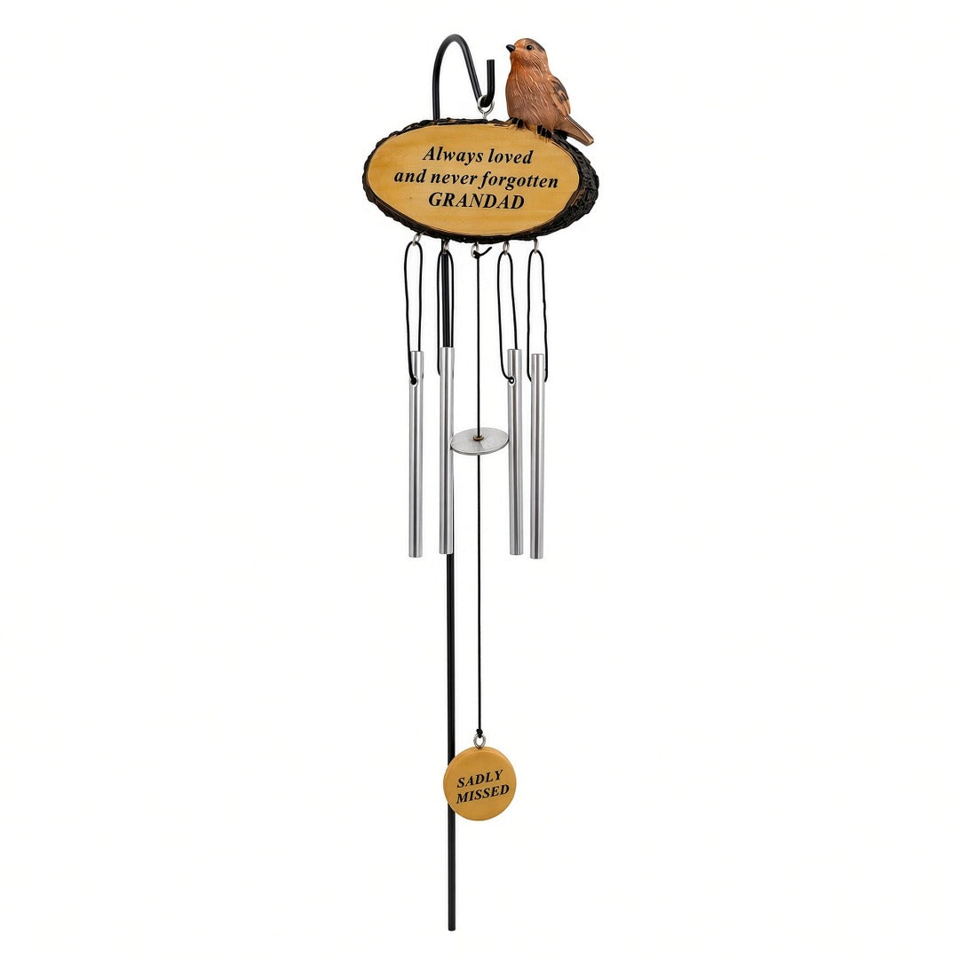 Grandad Sadly Missed Robin Bird Graveside Memorial Wind Chime