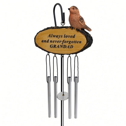 Grandad Sadly Missed Robin Bird Graveside Memorial Wind Chime