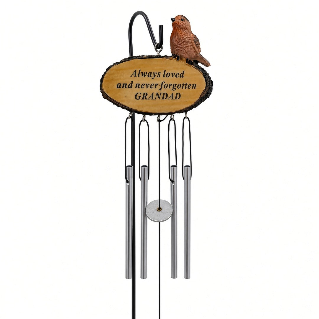 Grandad Sadly Missed Robin Bird Graveside Memorial Wind Chime