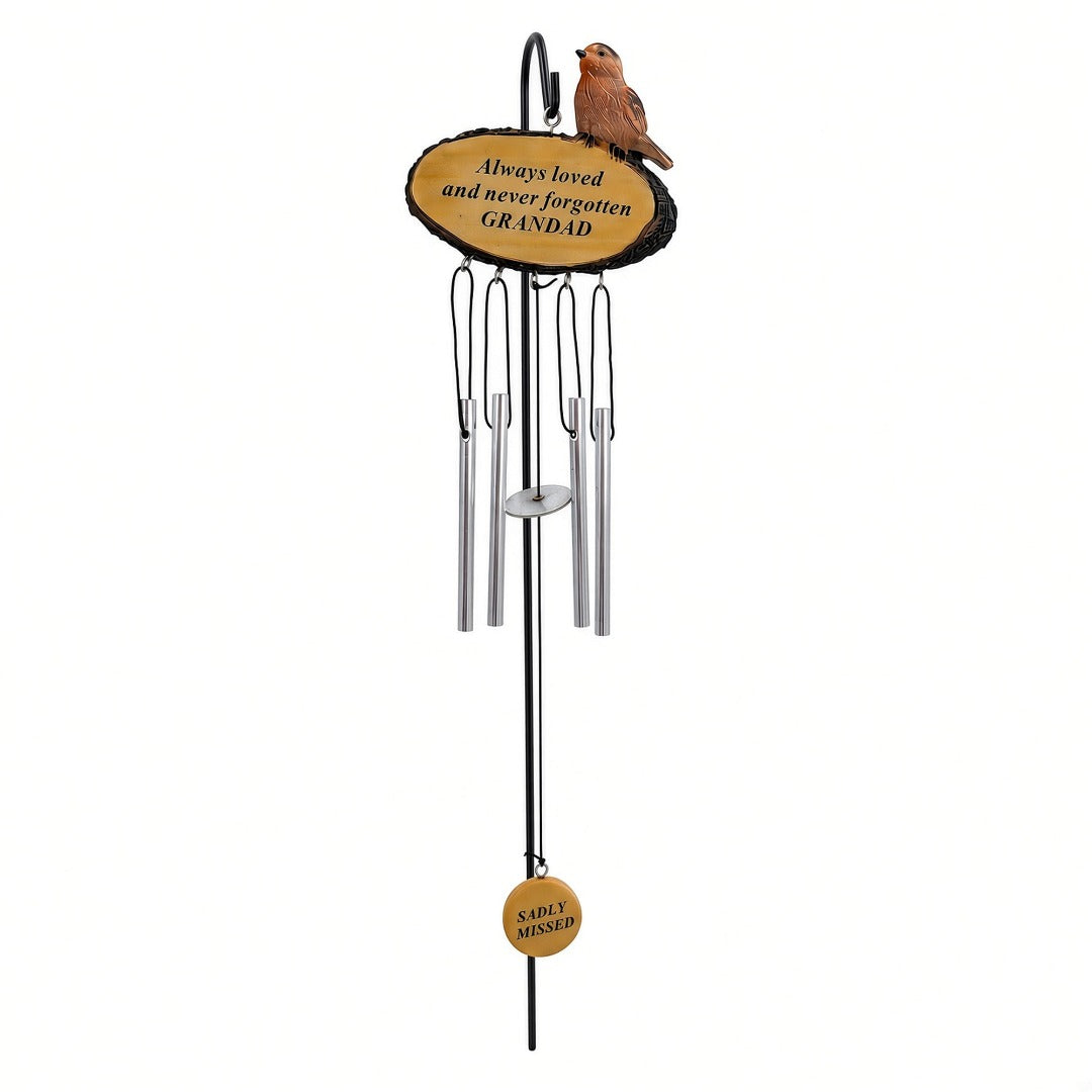 Grandad Sadly Missed Robin Bird Graveside Memorial Wind Chime