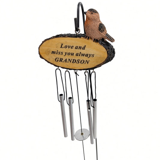Grandson Sadly Missed robin memorial stake with chimes