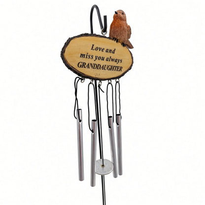 Granddaughter Sadly Missed Robin Bird Graveside Memorial Wind Chime