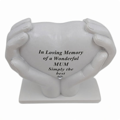 Mum Memorial Hands Holding Heart Grave Ornament