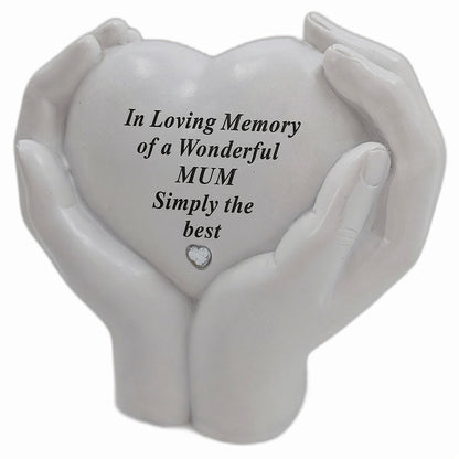 Mum Memorial Hands Holding Heart Grave Ornament