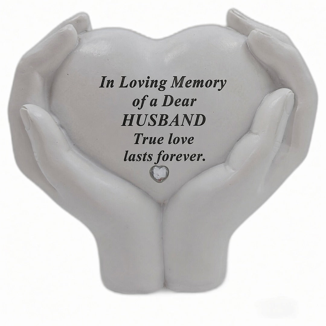 Husband Memorial Hands Holding Heart Grave Ornament