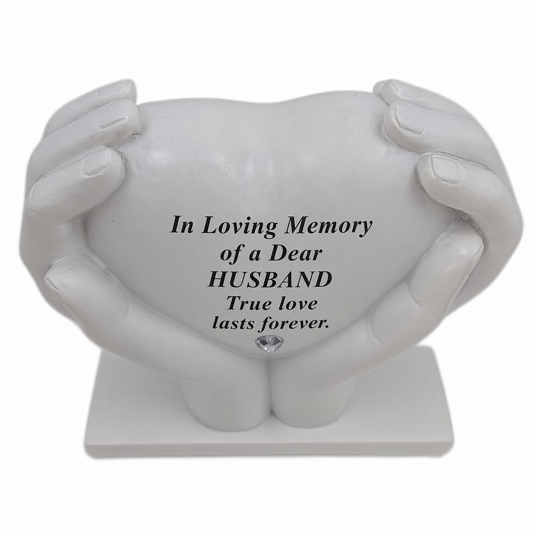 Husband Memorial Hands Holding Heart Grave Ornament