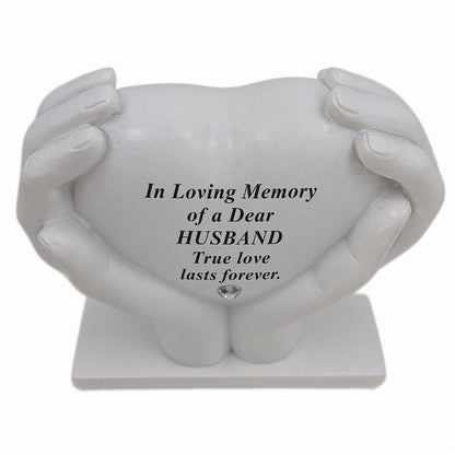 Husband Memorial Hands Holding Heart Grave Ornament