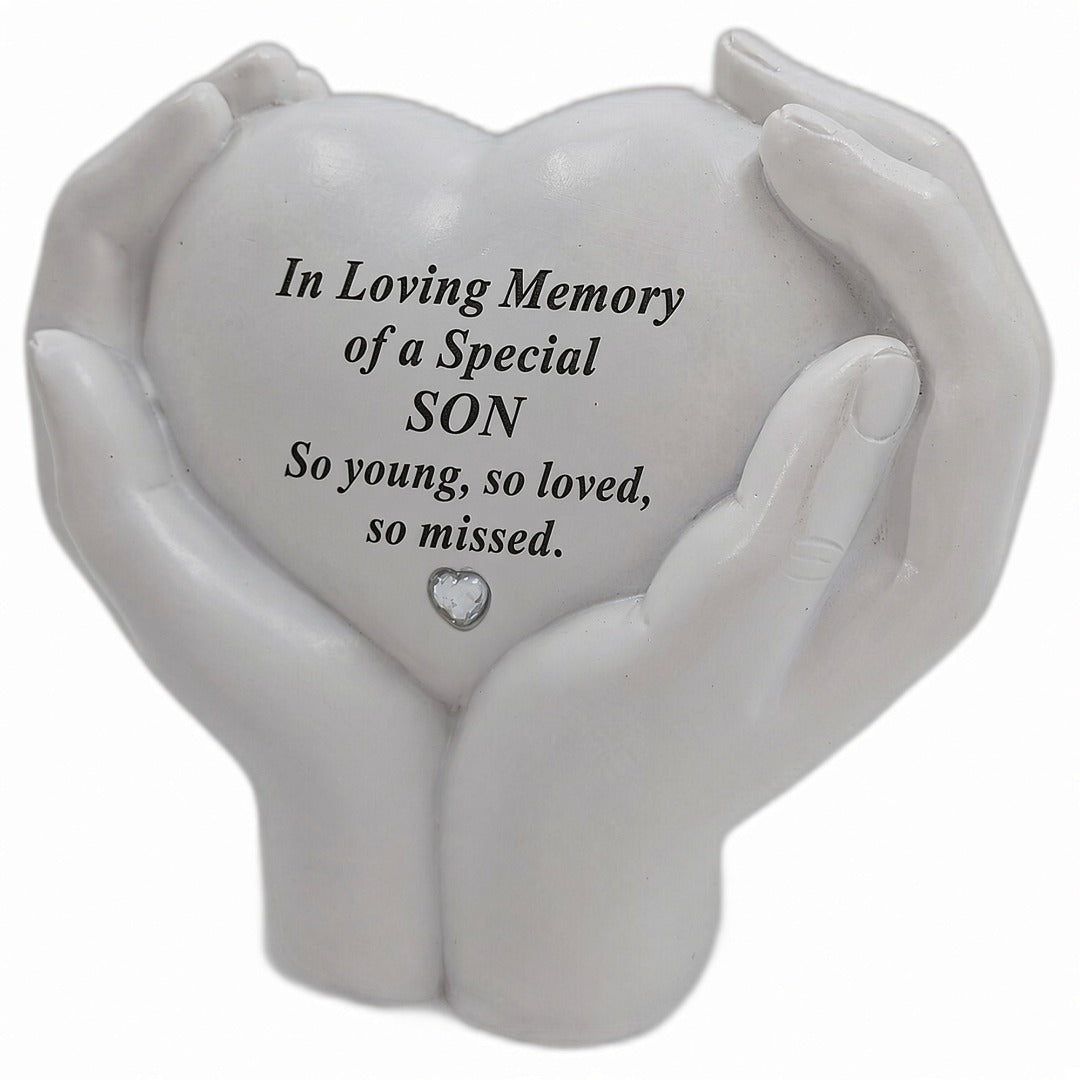 Son Memorial Hands Holding Heart Grave Ornament