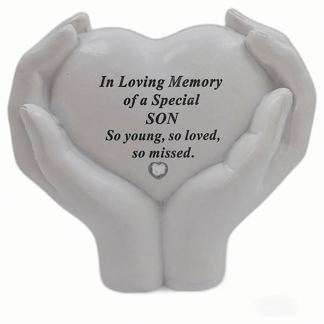 Son Memorial Hands Holding Heart Grave Ornament