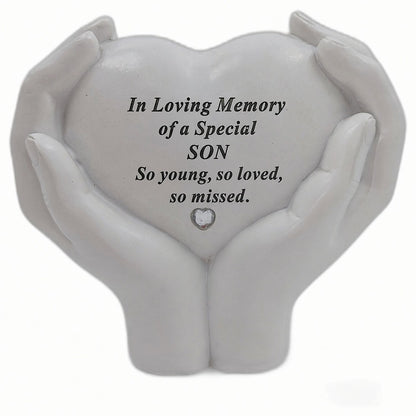 Son Memorial Hands Holding Heart Grave Ornament