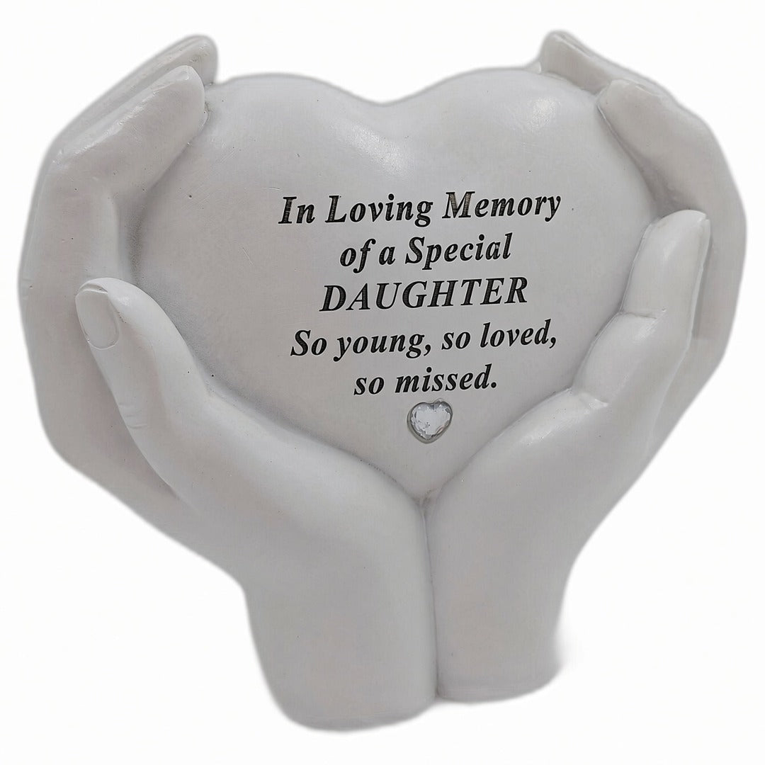 Daughter Memorial Hands Holding Heart Grave Ornament
