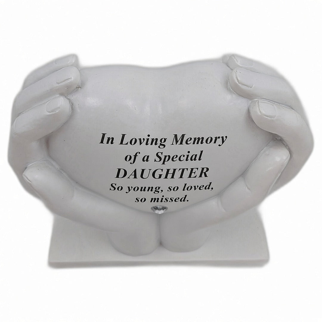 Daughter Memorial Hands Holding Heart Grave Ornament