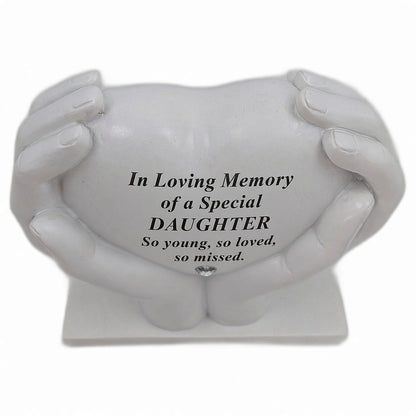 Daughter Memorial Hands Holding Heart Grave Ornament