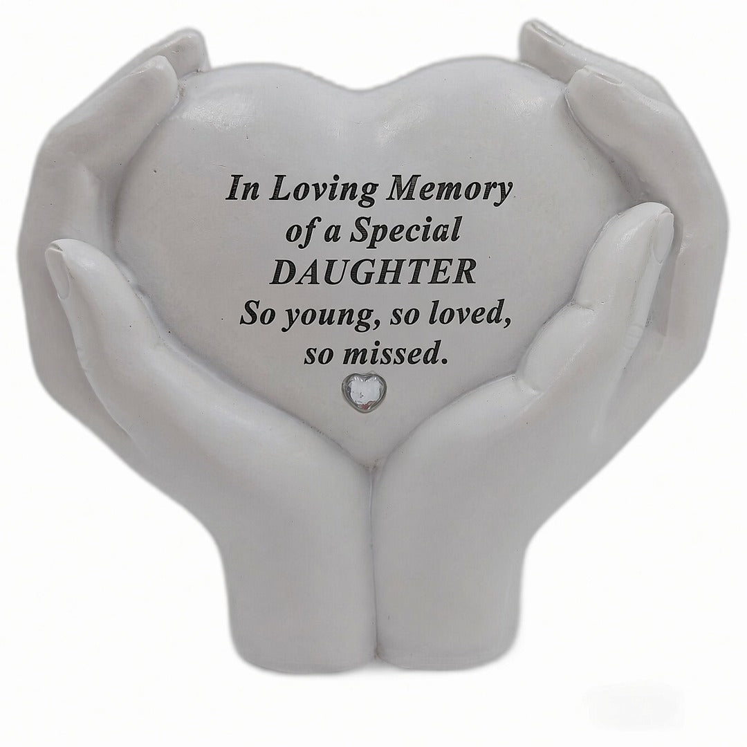Daughter Memorial Hands Holding Heart Grave Ornament