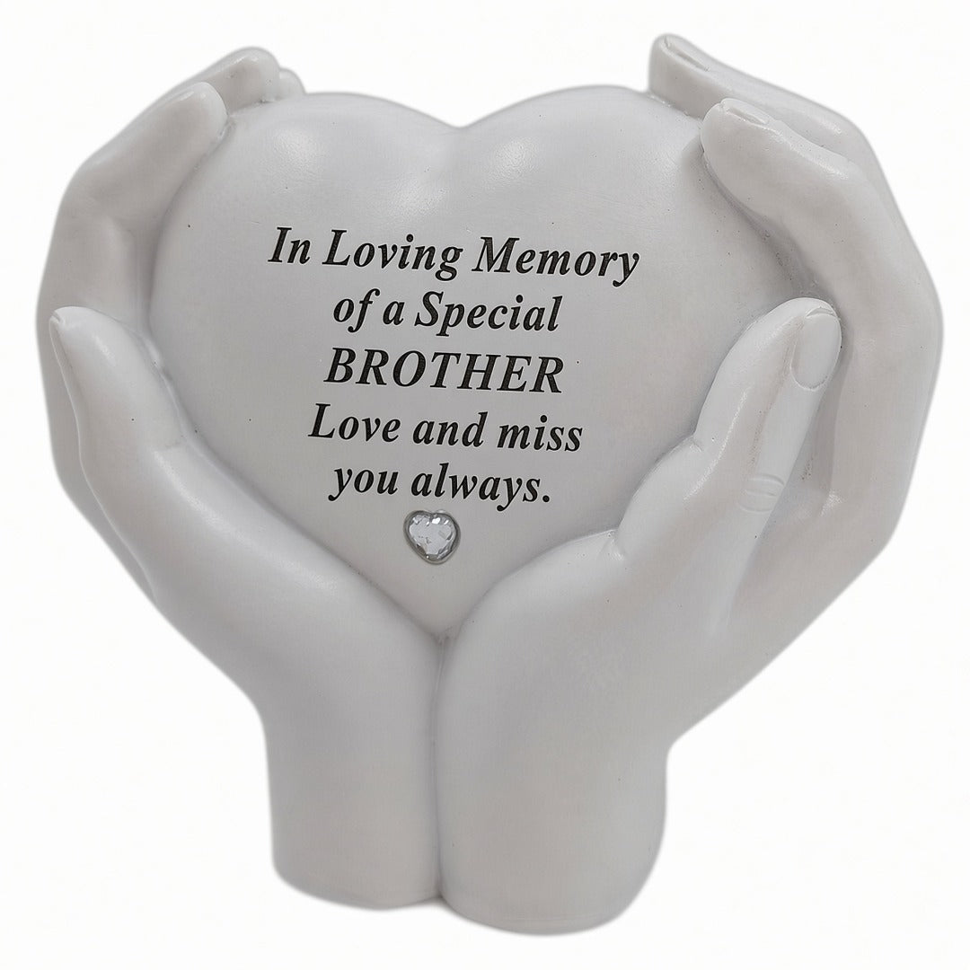 Brother Memorial Hands Holding Heart Grave Ornament