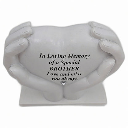 Brother Memorial Hands Holding Heart Grave Ornament