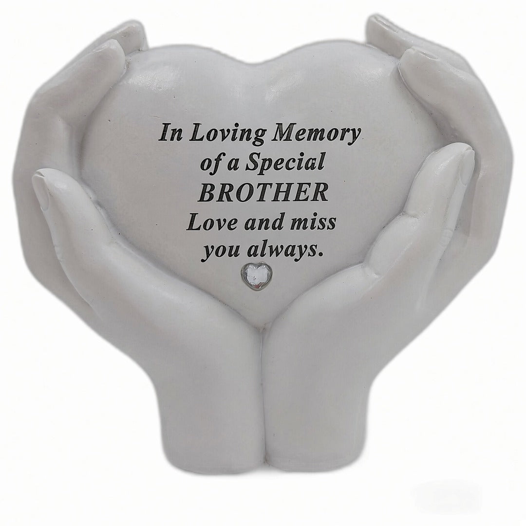 Brother Memorial Hands Holding Heart Grave Ornament