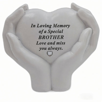 Brother Memorial Hands Holding Heart Grave Ornament