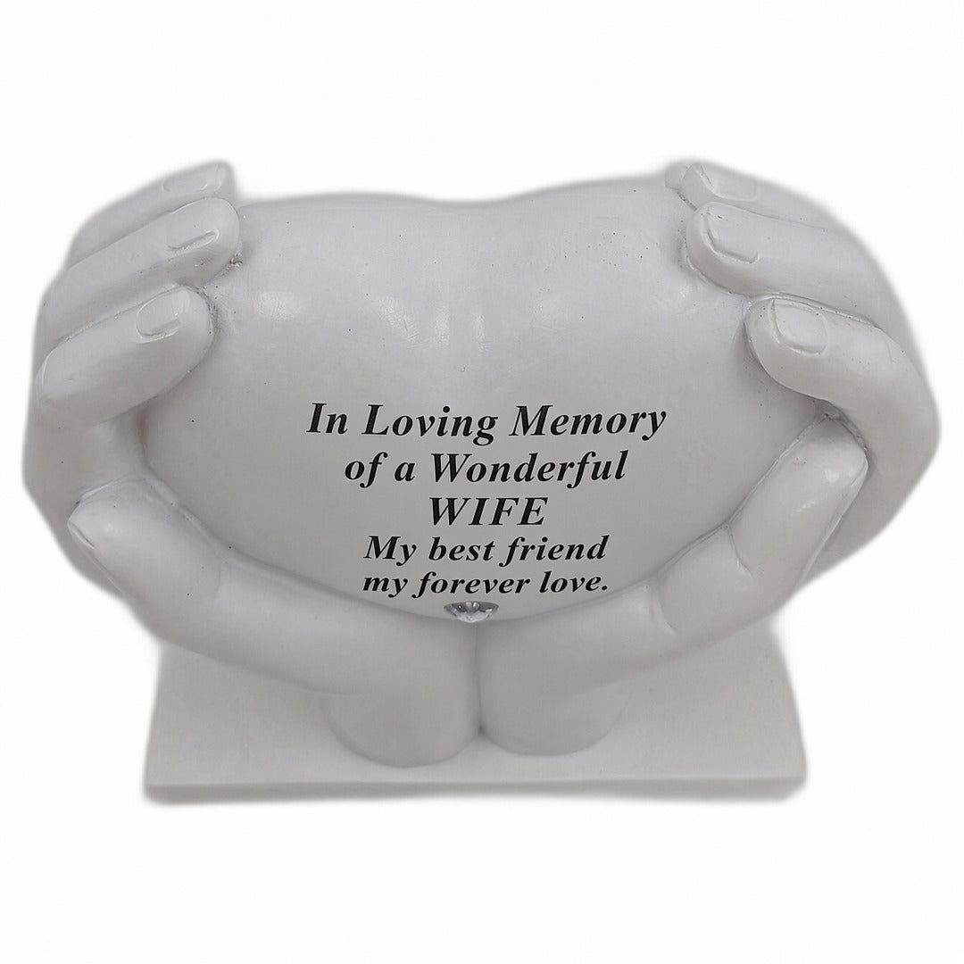 Wife Memorial Hands Holding Heart Grave Ornament