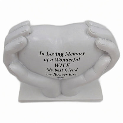 Wife Memorial Hands Holding Heart Grave Ornament