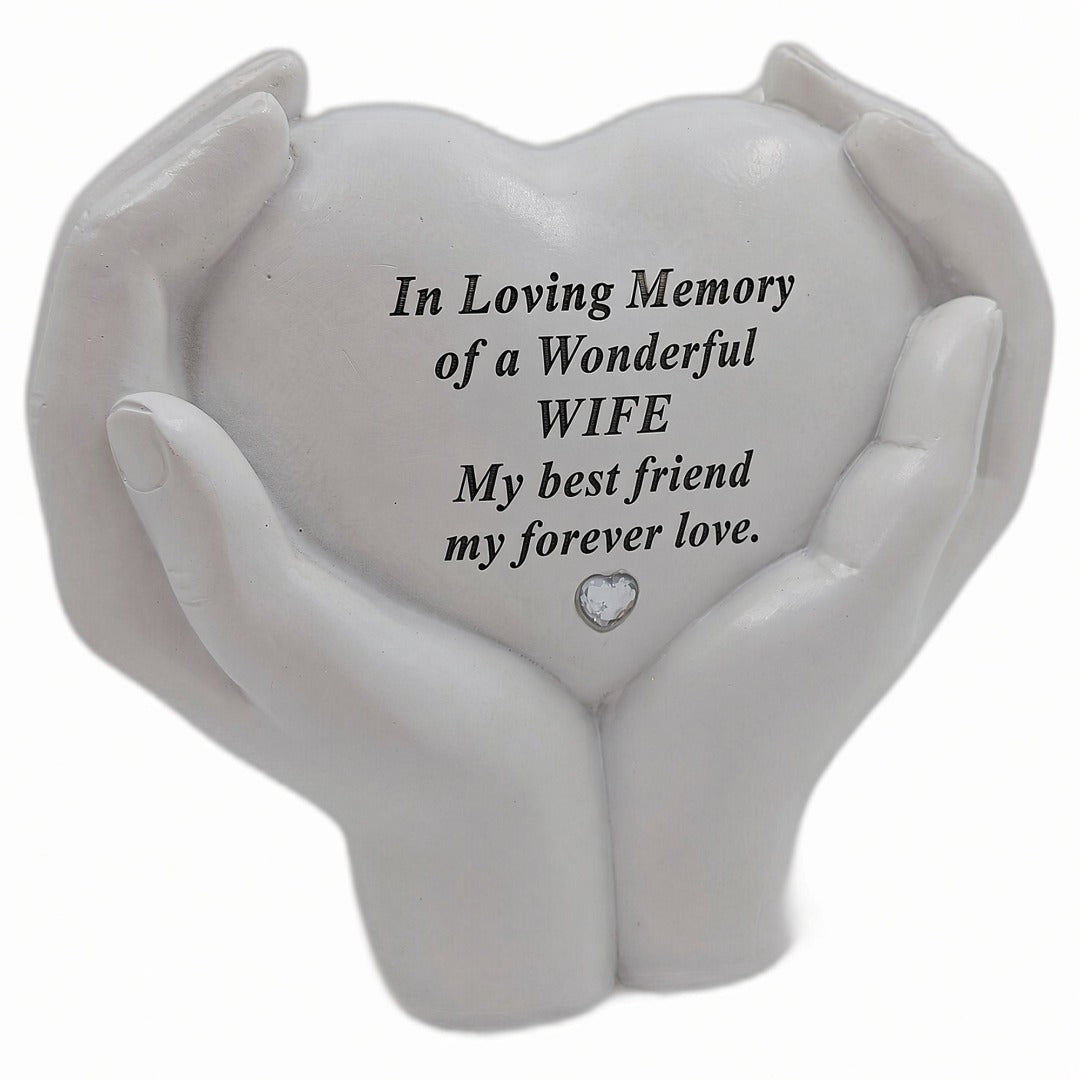 Wife Memorial Hands Holding Heart Grave Ornament