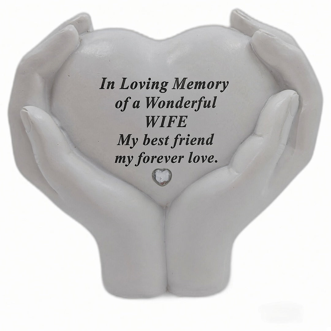 Wife Memorial Hands Holding Heart Grave Ornament