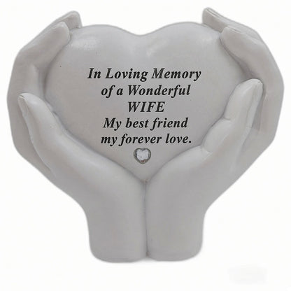 Wife Memorial Hands Holding Heart Grave Ornament