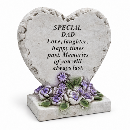 Special Dad Memorial Heart Plaque Cement Grave Ornament