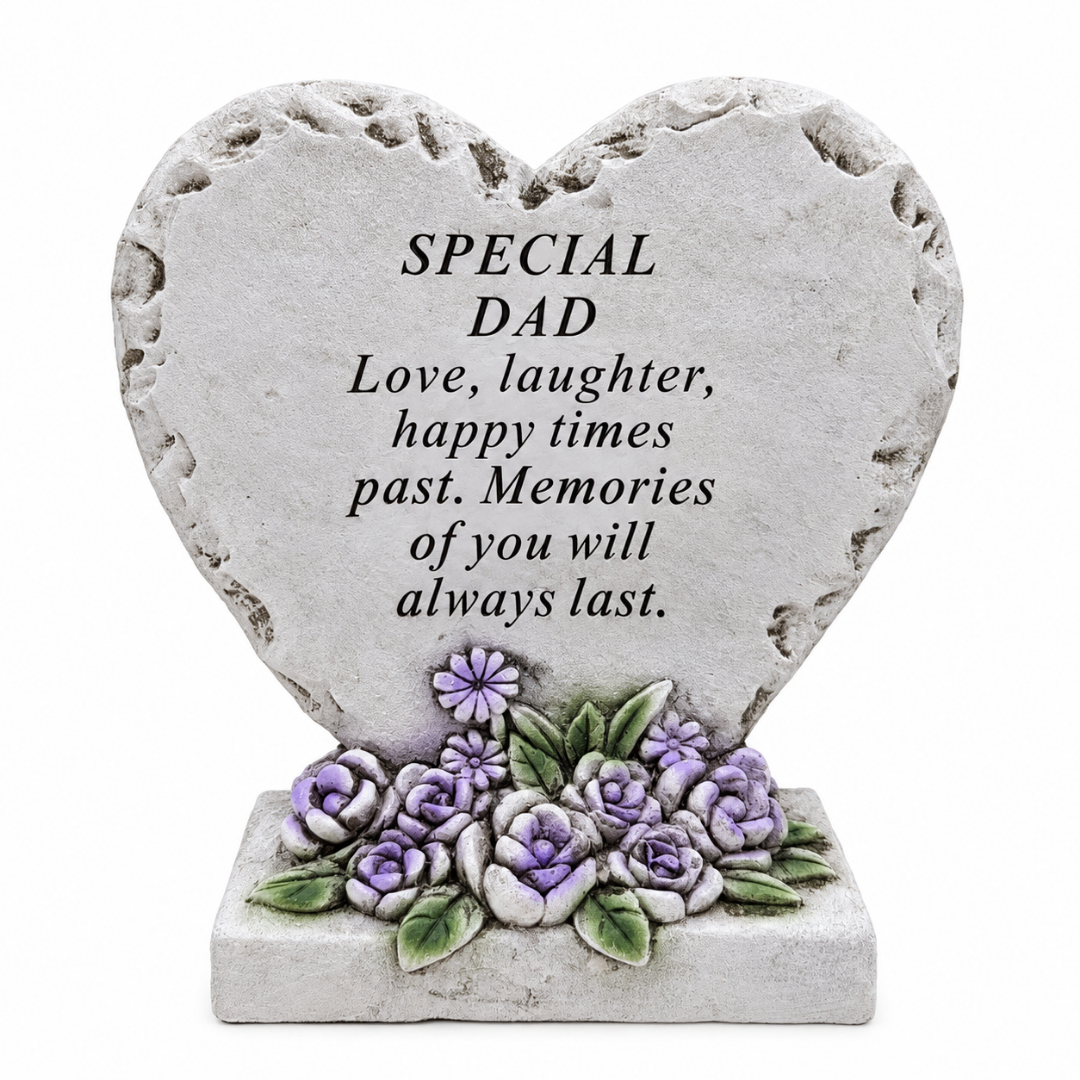 Special Dad Memorial Heart Plaque Cement Grave Ornament