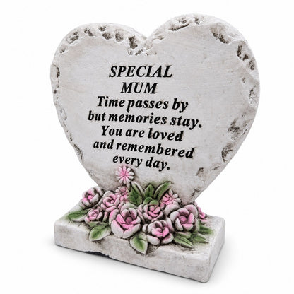 Special Mum Memorial Heart Plaque Cement Grave Ornament