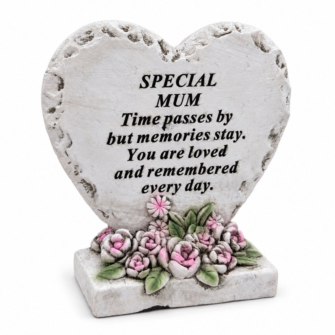 Special Mum Memorial Heart Plaque Cement Grave Ornament
