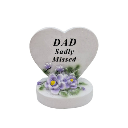 Dad Sadly Missed Small Memorial Heart Plaque