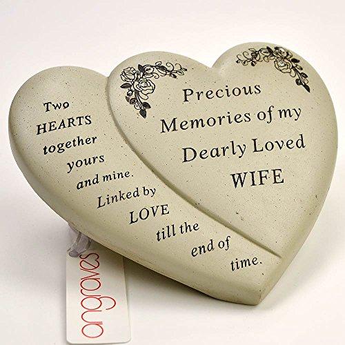 Wife diamante double heart graveside memorial ornament