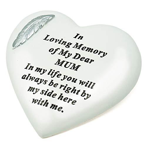 Special Mum silver feather heart graveside memorial plaque