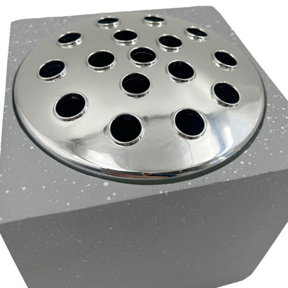 Grey Speckled With Silver Lid Memorial Graveside Grave Flower Vase Rose Bowl