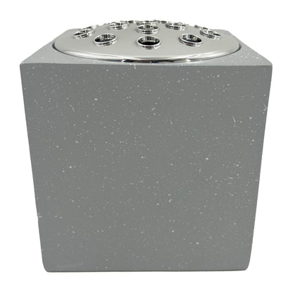 Grey Speckled With Silver Lid Memorial Graveside Grave Flower Vase Rose Bowl