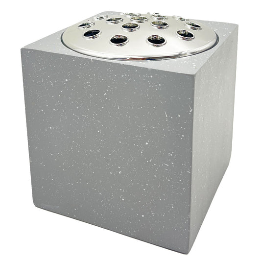 Grey Speckled With Silver Lid Memorial Graveside Grave Flower Vase Rose Bowl