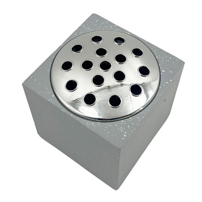 Grey Speckled With Silver Lid Memorial Graveside Grave Flower Vase Rose Bowl