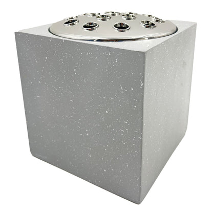 Grey Speckled With Silver Lid Memorial Graveside Grave Flower Vase Rose Bowl
